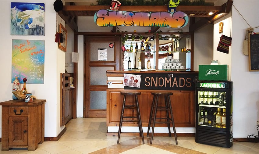 Staying in the Snomads Chalets in Bansko: Review 12 Snomads bar at Chalet Diana Ross
