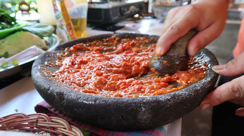 Making Sambal with Wayan