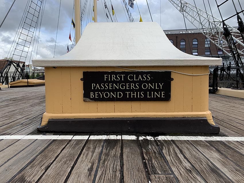First Class Passengers only sign on the Upper Deck of the SS Great Britain