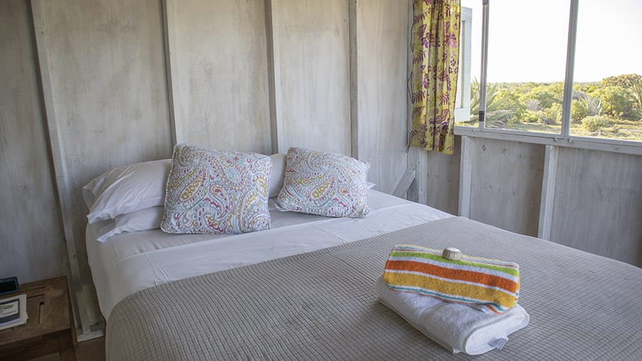 Chilling out at the beautiful Frangipani Glamping, Barbuda 4 Inside the cabana
