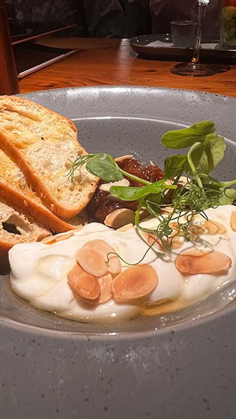 Heythrop Park by Warner Hotels, Luxury in the Cotswolds 17 Supper in the Travelling Duke with creamy goats cheese with flaked almonds and toast