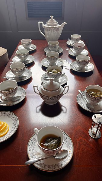 Heythrop Park by Warner Hotels, Luxury in the Cotswolds 42 china tea pot with cups and saucers ready for tea tasting