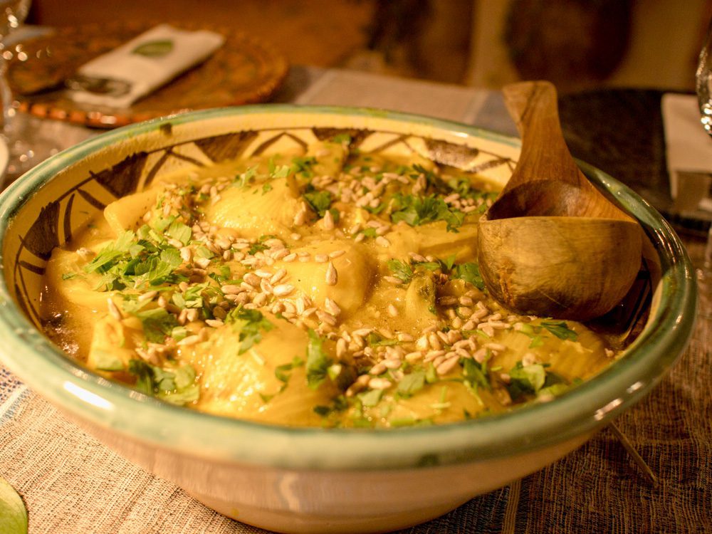 Sawa Taste Of Tunisia: Explore The Amazing Food Of Tunisia 58 bowl of potatoes with coriander and sesame seeds