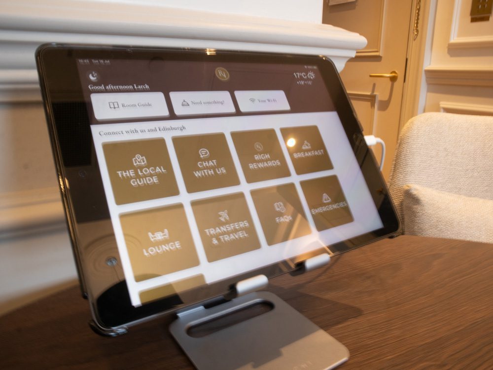 Staying at the Luxury RÌGH Residences, Edinburgh (2024) 8 The in-room tablet showing the options