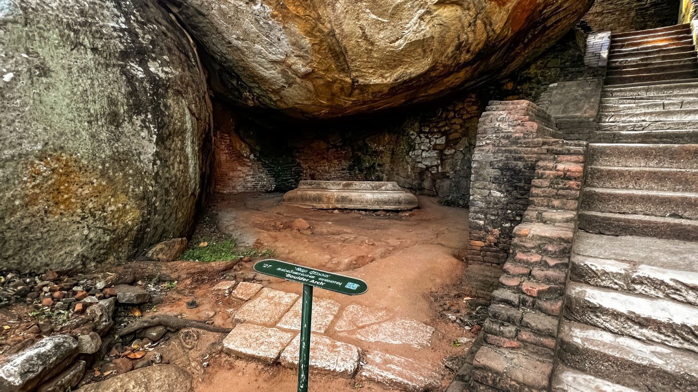 Climbing The Amazing Lion Rock In Sigiriya: The Ultimate Guide (2025) 8 The monks seat near the Boulder Arch