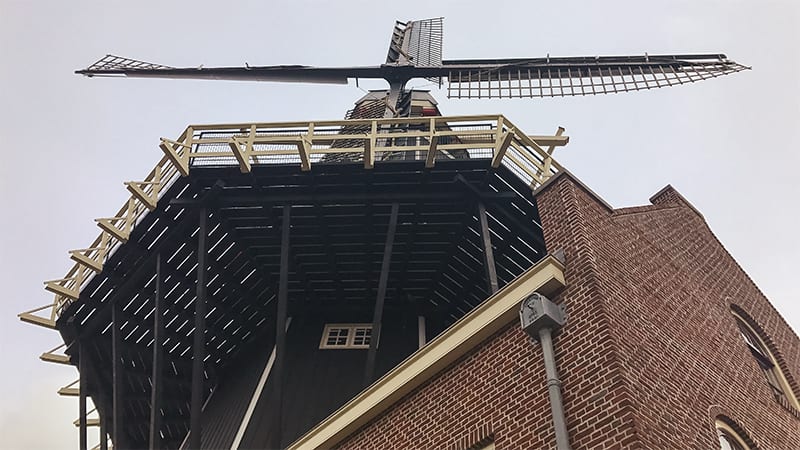 Enjoy A Visit To The Beautiful De Adriaan Windmill, Haarlem 4 View looking up at De Aadrian Windmill