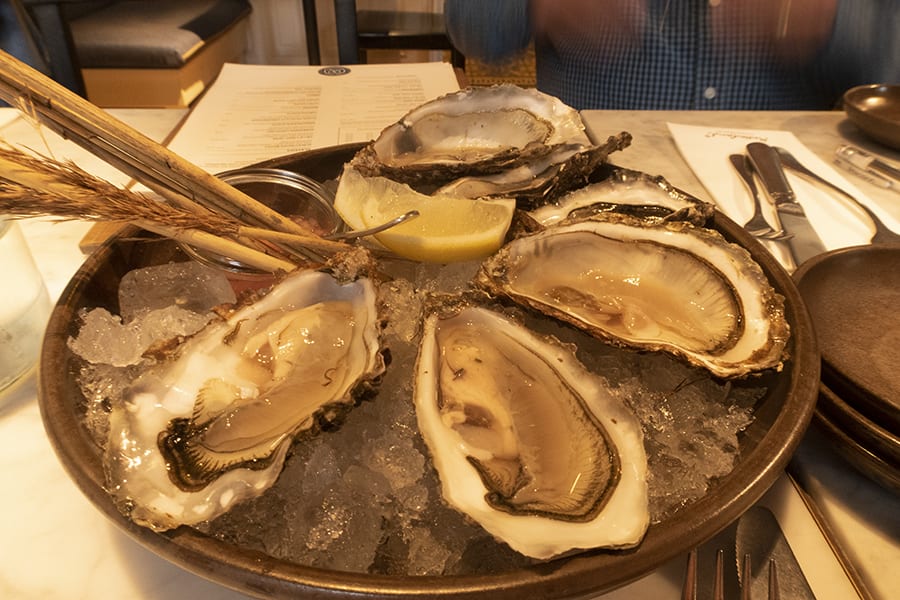 Enjoy An Amazing 48 Hours In Hamburg - What To Do With Your Time 17 Oysters at Mutterland Cölln's on a bed of ice with lemon slices
