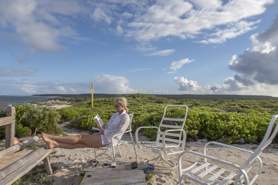 Chilling Out At The Beautiful Frangipani Glamping, Barbuda 12 FRANGIPANI READING ON TOMMYS HILL