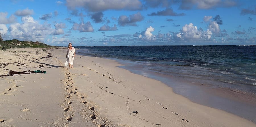 Chilling Out At The Beautiful Frangipani Glamping, Barbuda 2 Walk along the beach at Frangipani