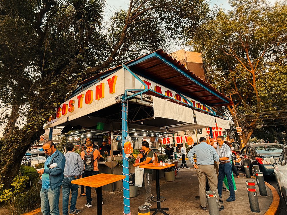 The Best Restaurants In Mexico City That Aren’t In The Usual Food Guides 1 Tacos Tony outside eating